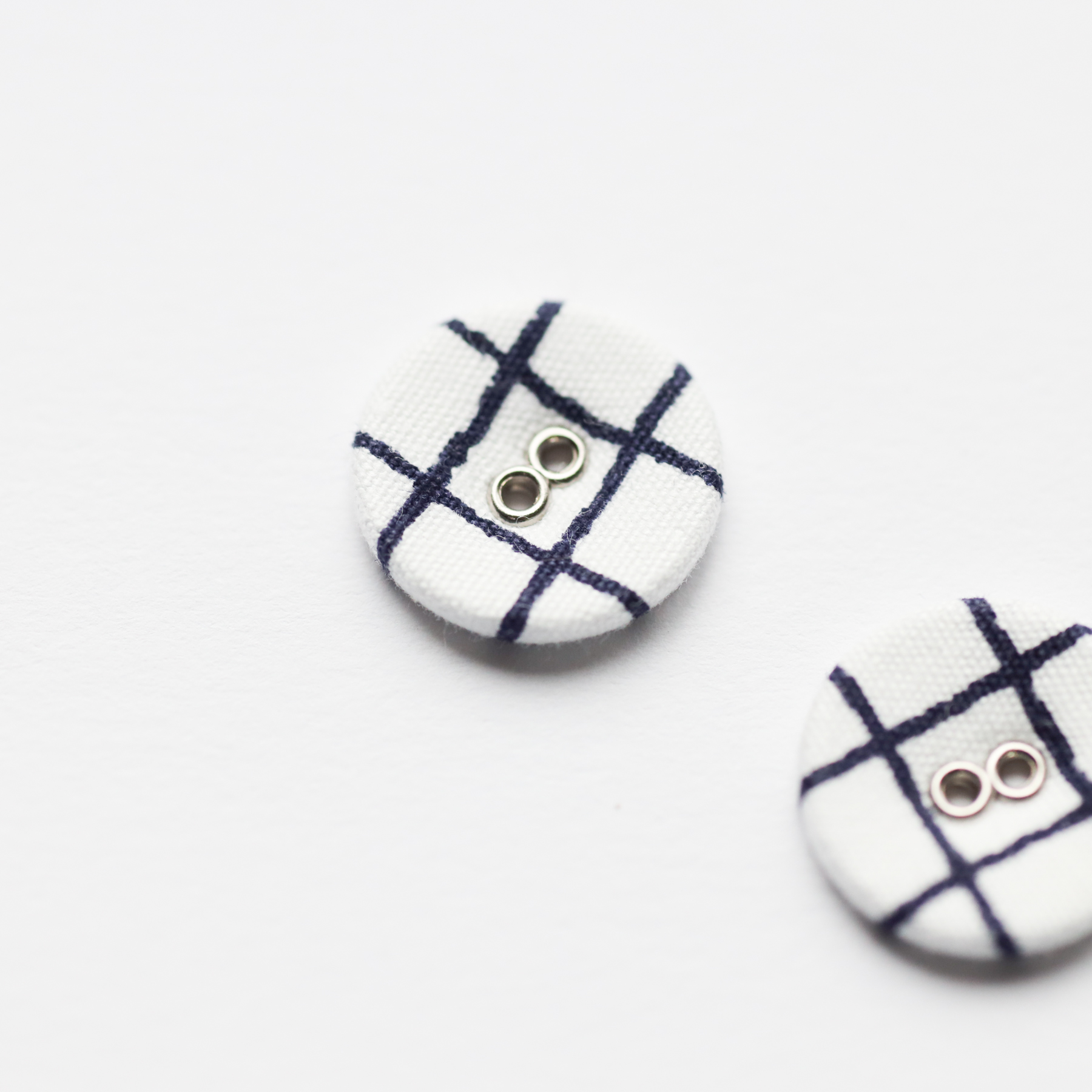 2つ穴クルミボタン (18mm / ホワイト×ネイビー) | Daruma | 内田ミシン商会