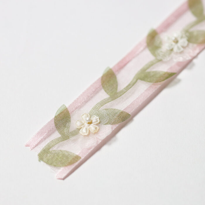 Floral Pearl Sheer - Pink (25mm)