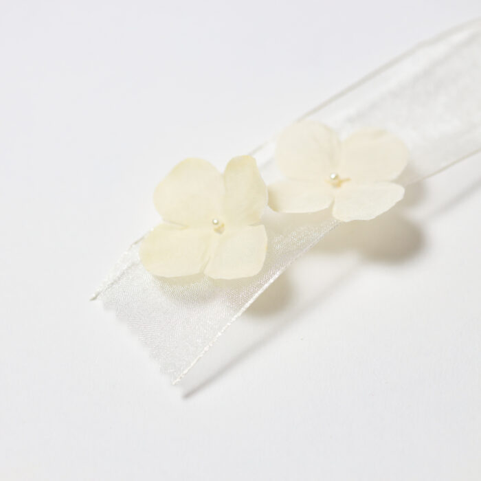 Sheer Pearl Flowers - White (38mm)