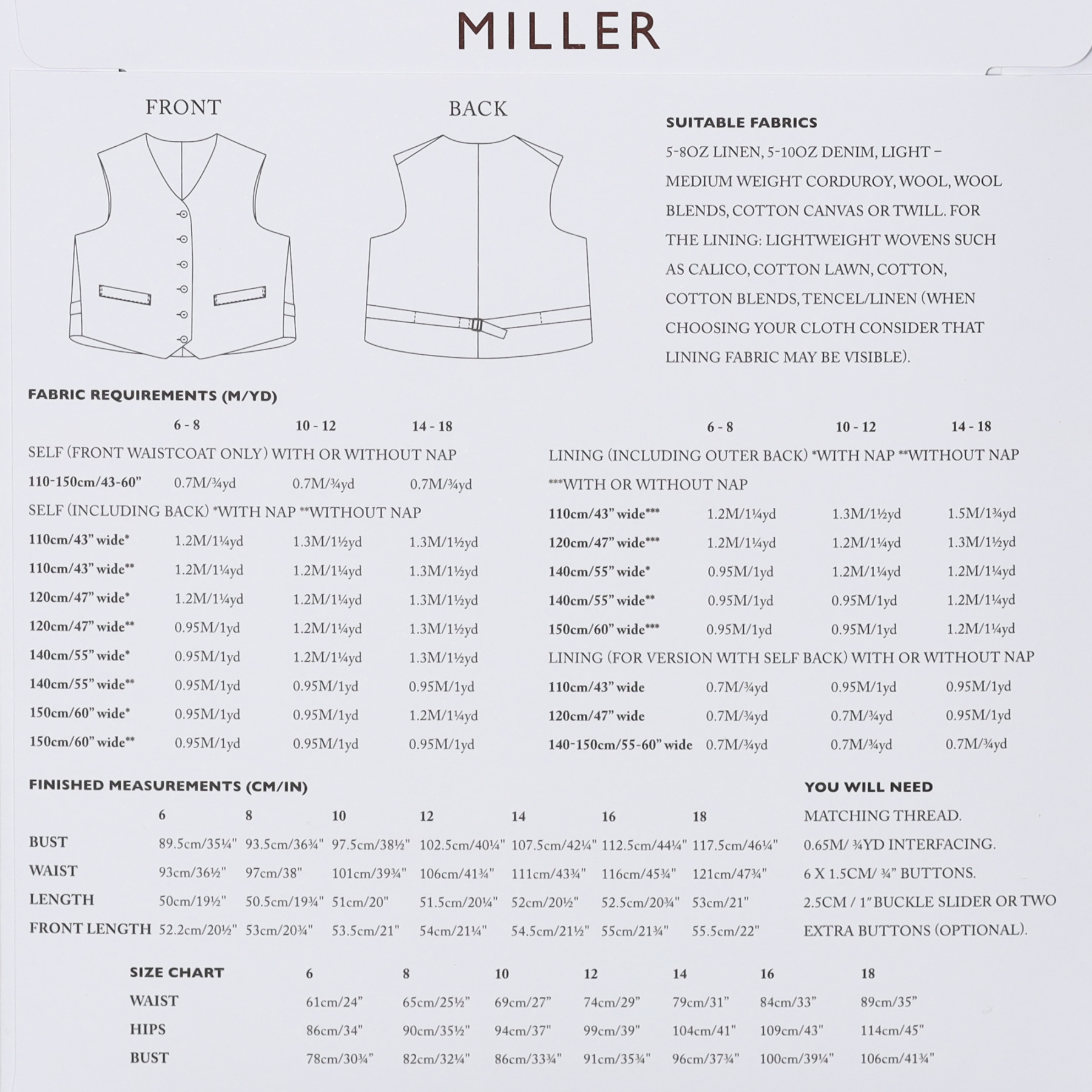 Miller (UK Size 6-18)